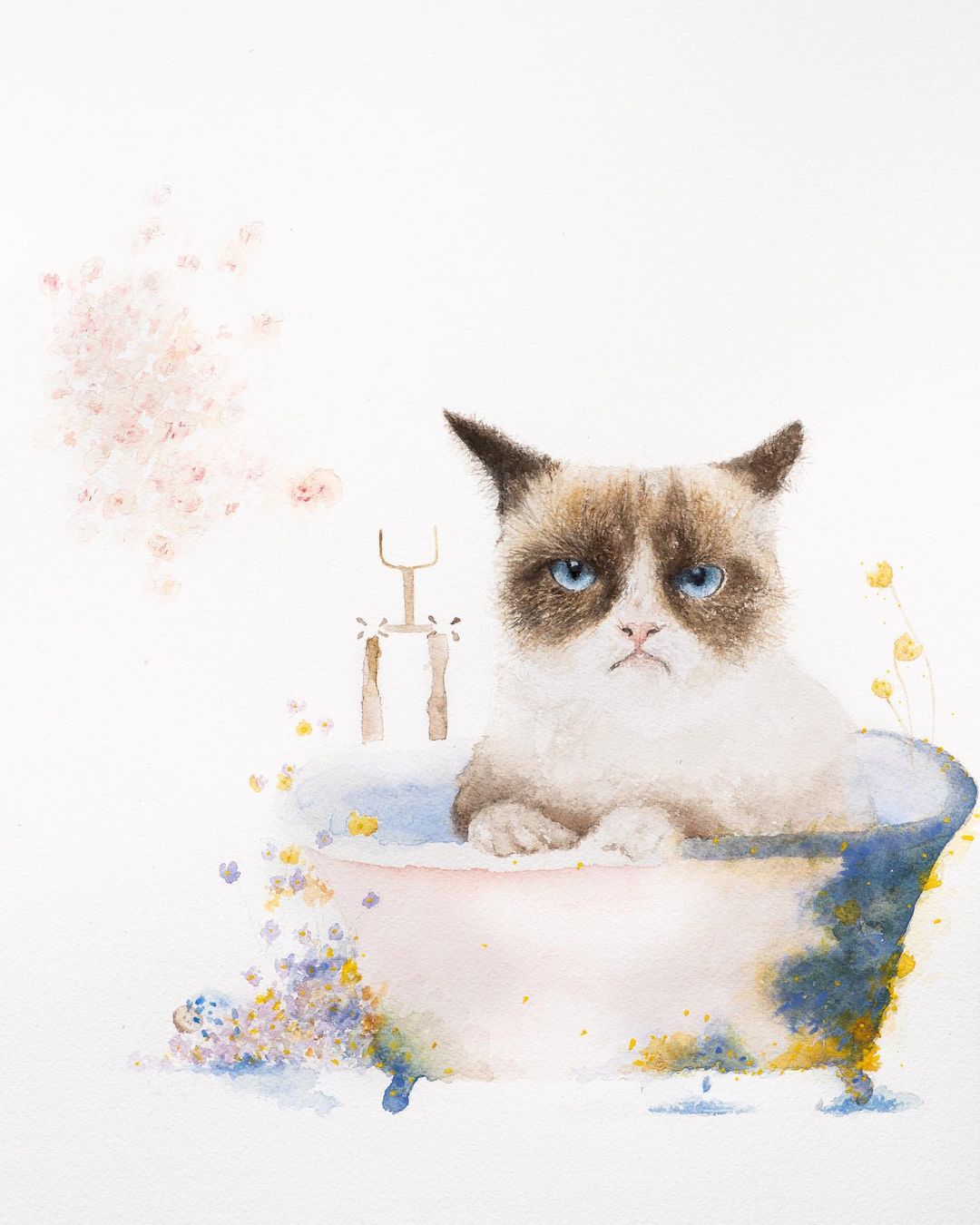 helga-bath-time-art-vanelibatique-cat-whimsical